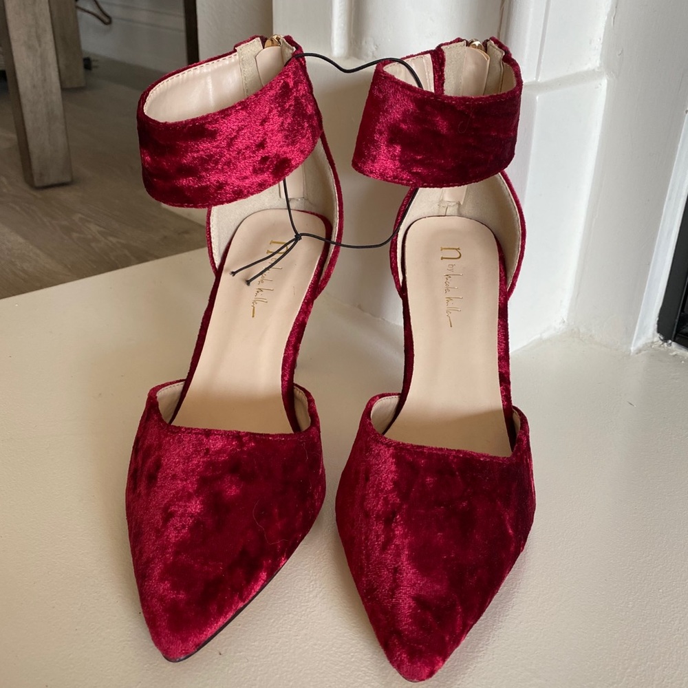 N by Nicole Miller Red Velvet Pointed Heels